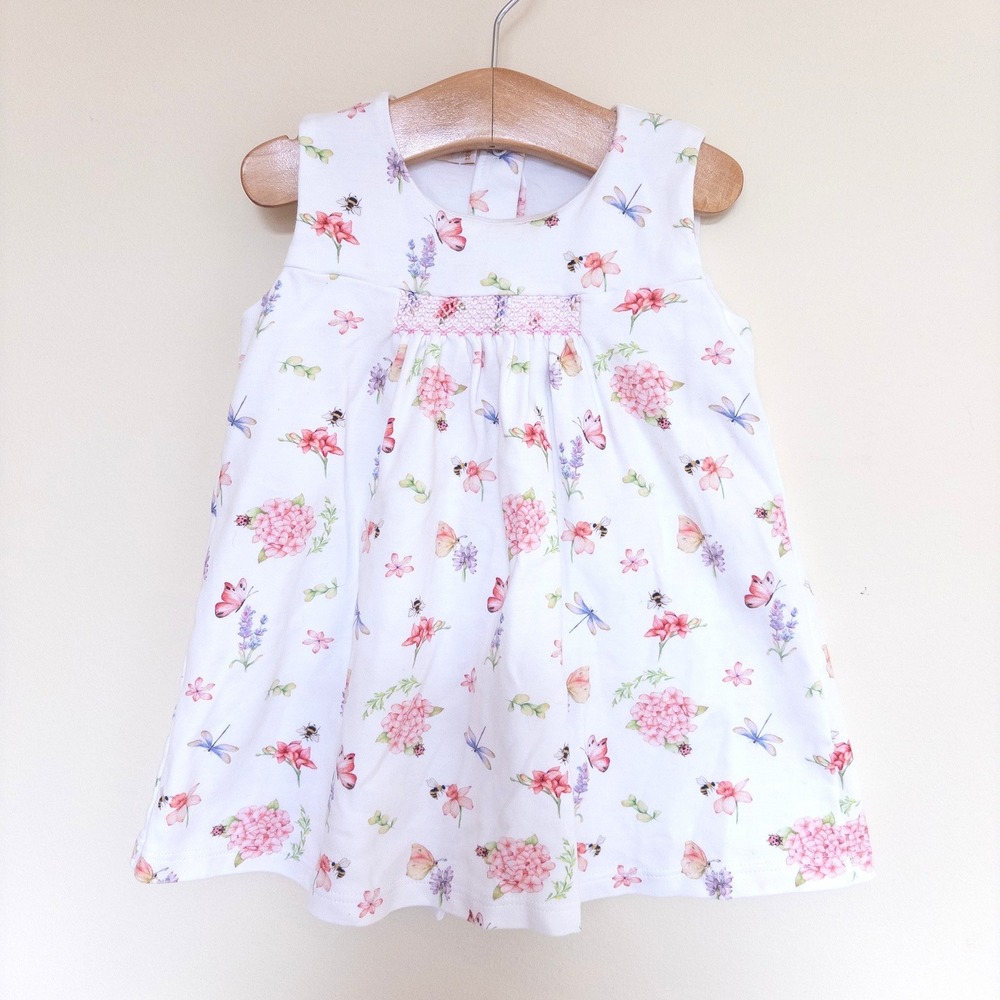 Baby Club Chic Floral Smocked Pima Cotton Dress White Garden Baby‎ 12-18 Months